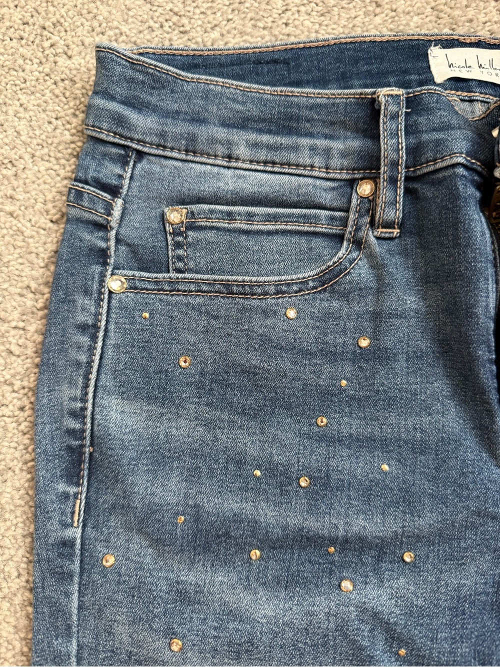 Nicole Miller Soho high rise ankle slim jeans rhinestone - Picture 2 of 7